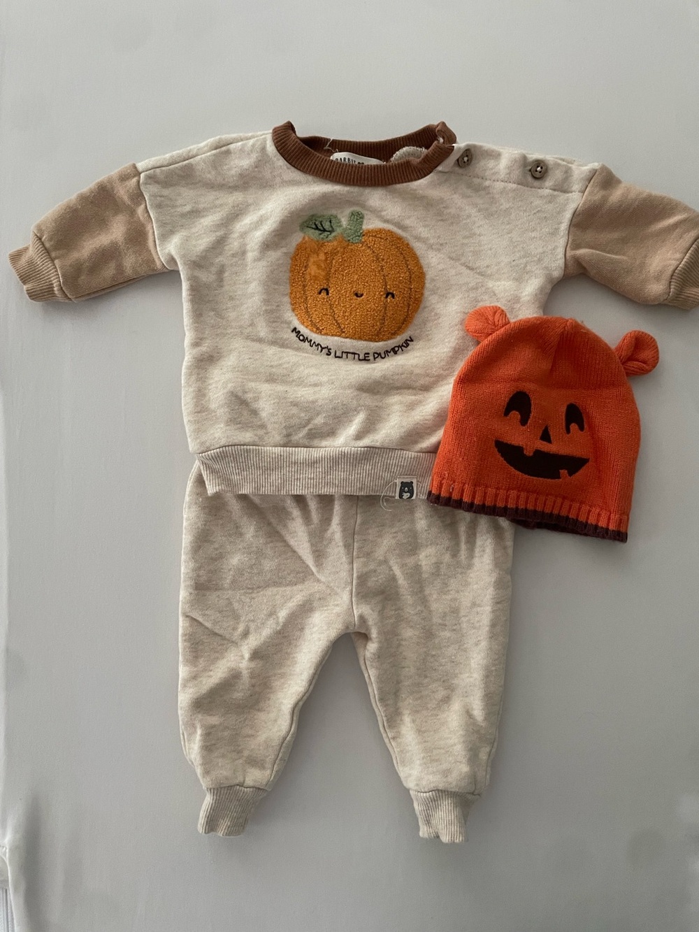 Rabbit Bear organic 0-3m Pumpkin Long Sleeve Pant Jogger Set